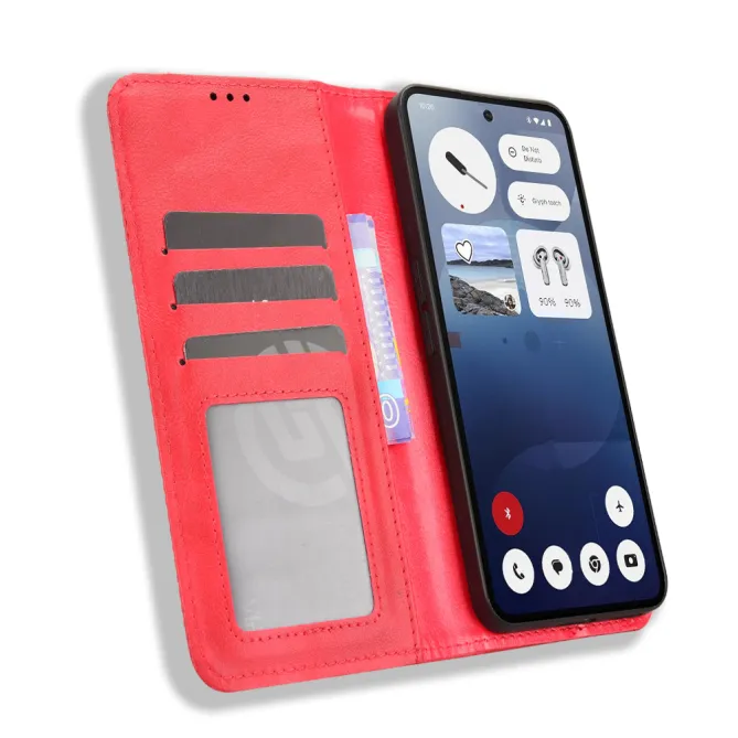 Housse Nothing Phone (3) Simili Cuir Porte-Cartes Rétro
