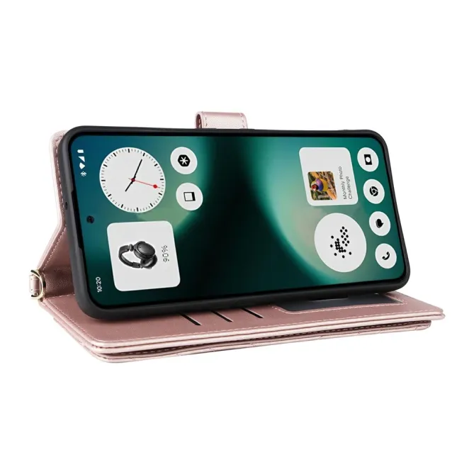 Housse Nothing Phone (3a) Lite Portefeuille Matelassé avec Bandoulière et Dragonne