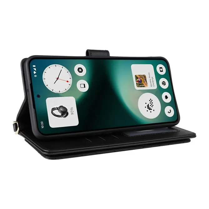 Housse Nothing Phone (3a) Lite Portefeuille Matelassé avec Bandoulière et Dragonne