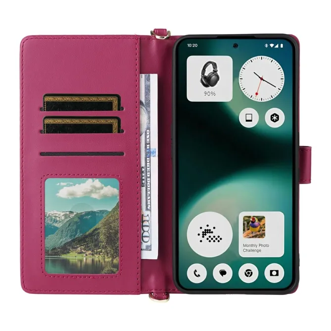 Housse Nothing Phone (3a) Lite Portefeuille Matelassé avec Bandoulière et Dragonne