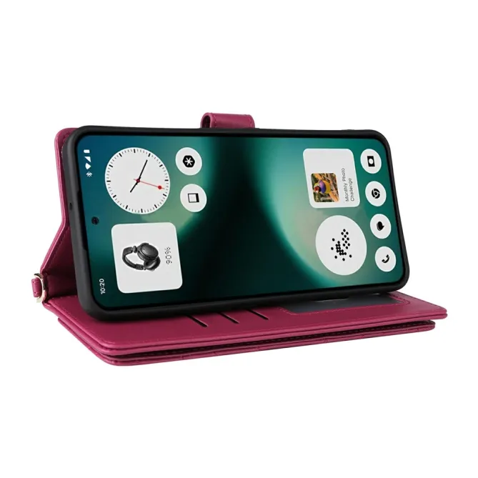 Housse Nothing Phone (3a) Lite Portefeuille Matelassé avec Bandoulière et Dragonne