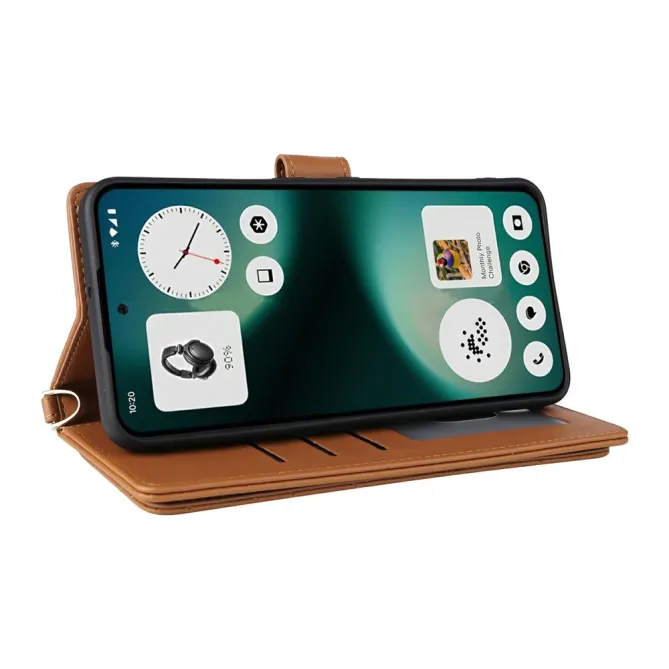 Housse Nothing Phone (3a) Lite Portefeuille Matelassé avec Bandoulière et Dragonne