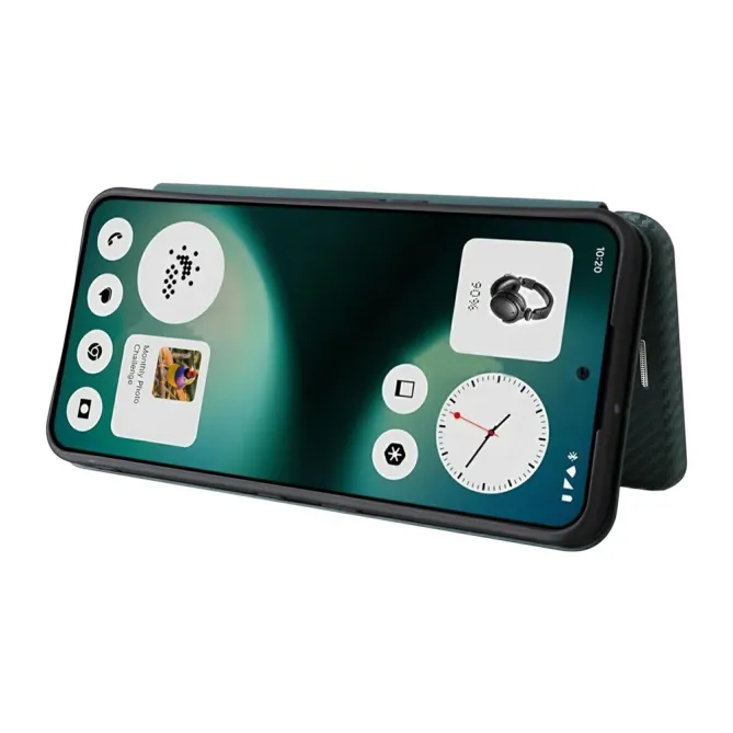 Flip Cover Nothing Phone (3a) Lite Simili Cuir Style Fibre de Carbone