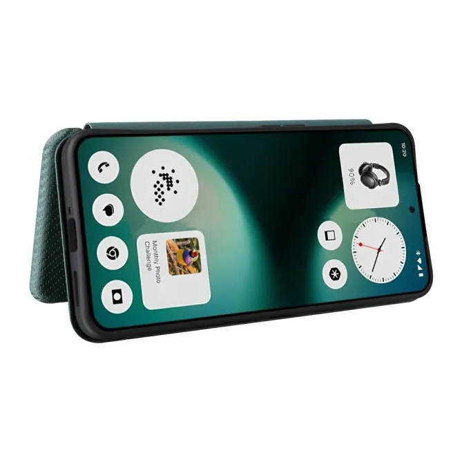 Flip Cover Nothing Phone (3a) Lite Simili Cuir Style Fibre de Carbone