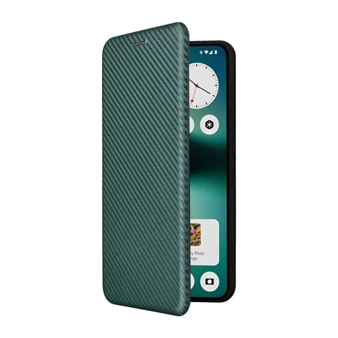 Flip Cover Nothing Phone (3a) Lite Simili Cuir Style Fibre de Carbone