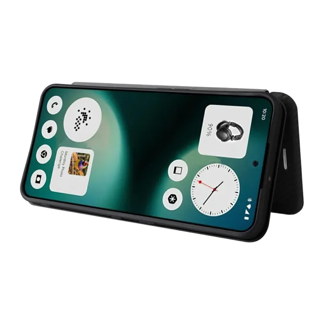 Flip Cover Nothing Phone (3a) Lite Simili Cuir Style Fibre de Carbone