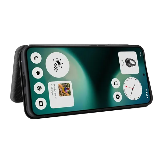 Flip Cover Nothing Phone (3a) Lite Simili Cuir Style Fibre de Carbone