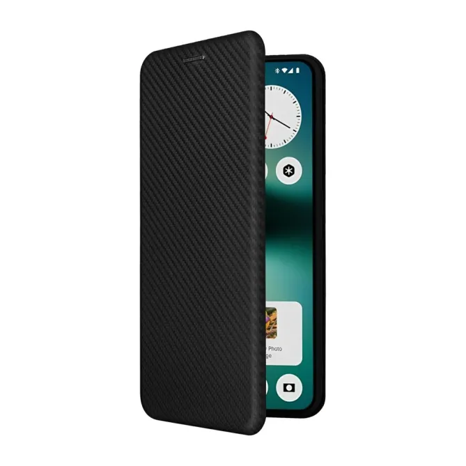 Flip Cover Nothing Phone (3a) Lite Simili Cuir Style Fibre de Carbone
