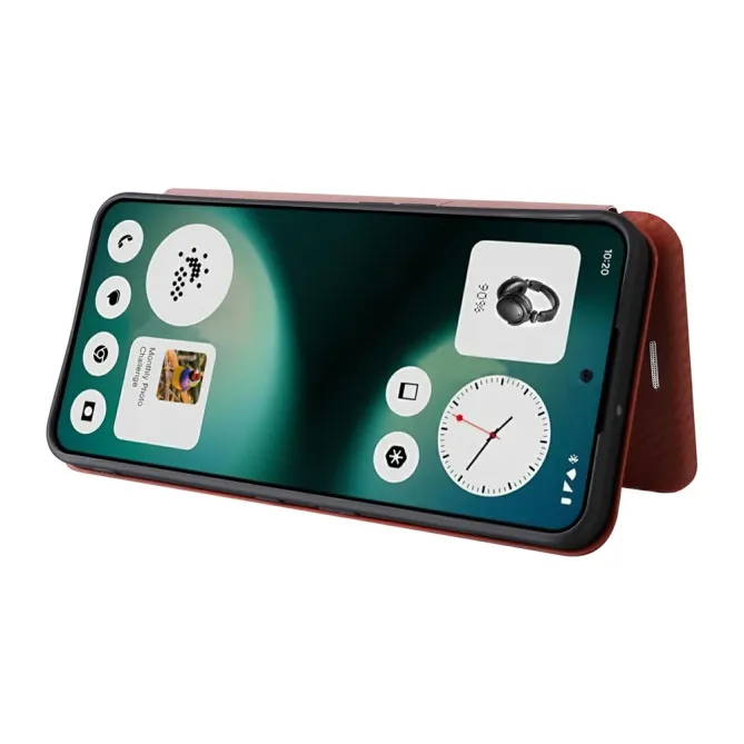 Flip Cover Nothing Phone (3a) Lite Simili Cuir Style Fibre de Carbone