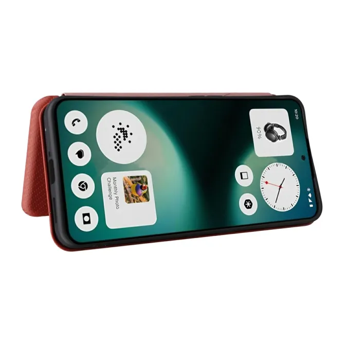 Flip Cover Nothing Phone (3a) Lite Simili Cuir Style Fibre de Carbone