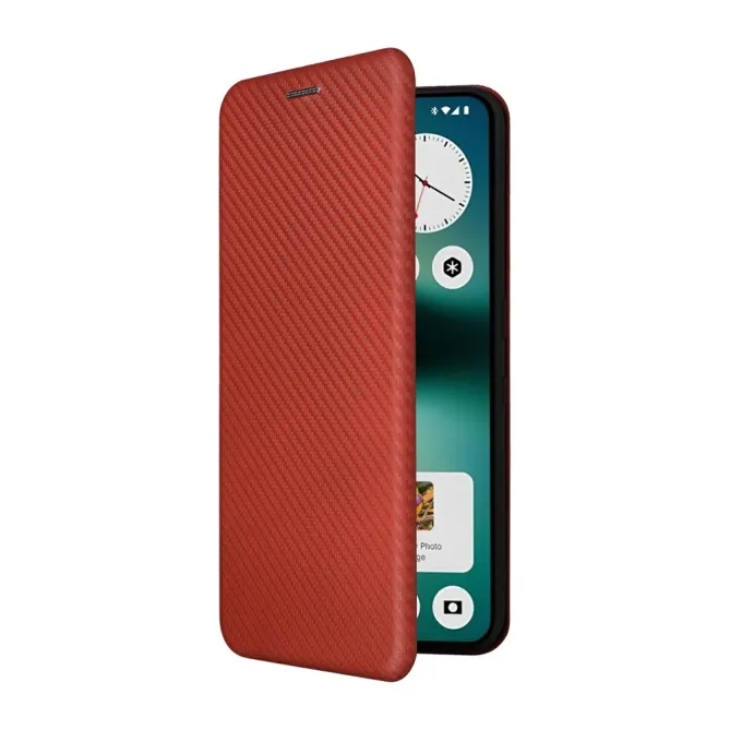 Flip Cover Nothing Phone (3a) Lite Simili Cuir Style Fibre de Carbone