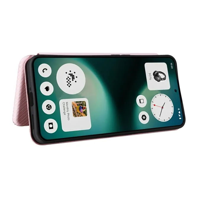 Flip Cover Nothing Phone (3a) Lite Simili Cuir Style Fibre de Carbone