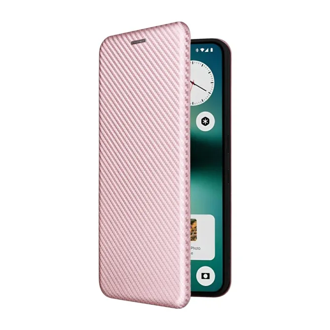 Flip Cover Nothing Phone (3a) Lite Simili Cuir Style Fibre de Carbone