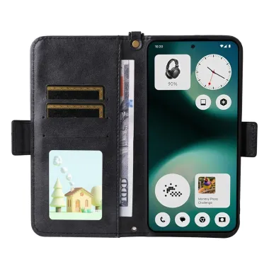 Housse Nothing Phone (3a) Lite Portefeuille avec Bandoulière et Poche Frontale
