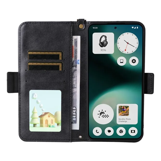 Housse Nothing Phone (3a) Lite Portefeuille avec Bandoulière et Poche Frontale