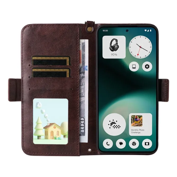 Housse Nothing Phone (3a) Lite Portefeuille avec Bandoulière et Poche Frontale