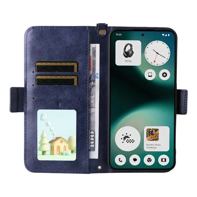 Housse Nothing Phone (3a) Lite Portefeuille avec Bandoulière et Poche Frontale