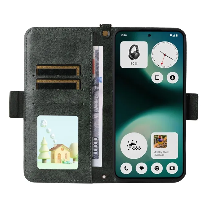 Housse Nothing Phone (3a) Lite Portefeuille avec Bandoulière et Poche Frontale