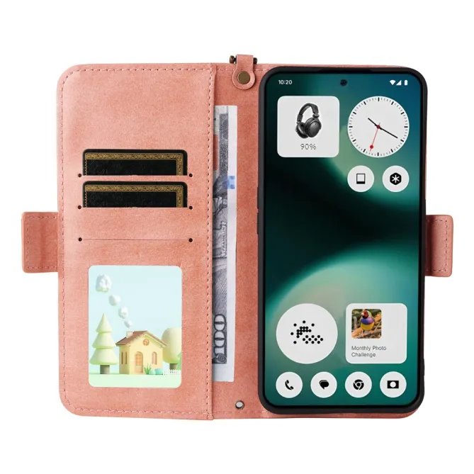 Housse Nothing Phone (3a) Lite Portefeuille avec Bandoulière et Poche Frontale