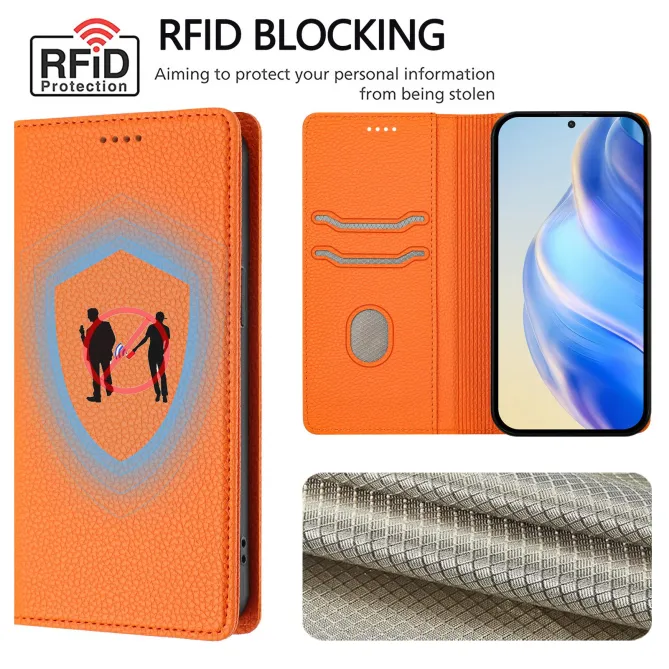 Flip Cover Nothing Phone (3a) Lite Portefeuille RFID Effet Cuir Litchi
