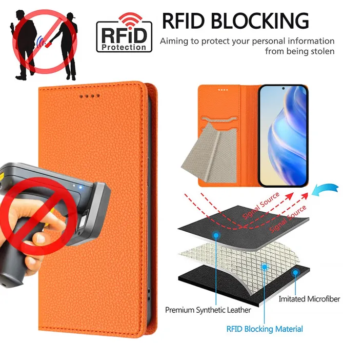 Flip Cover Nothing Phone (3a) Lite Portefeuille RFID Effet Cuir Litchi
