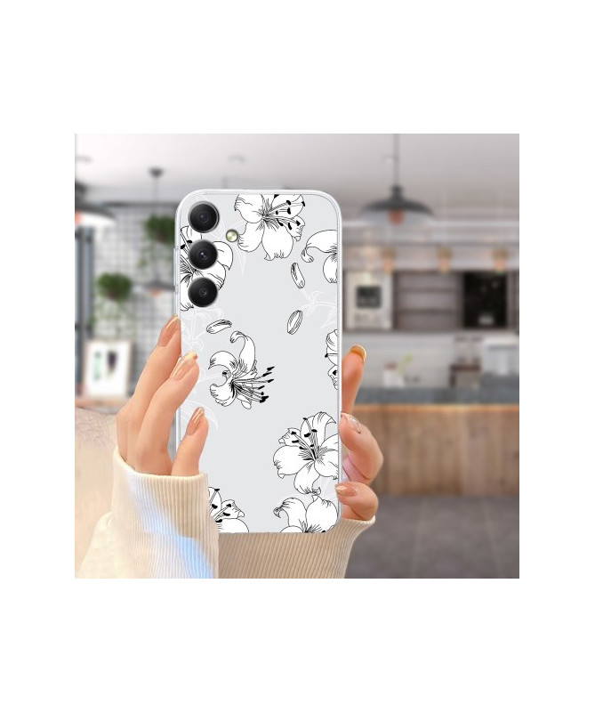 Coque Samsung Galaxy A05s Florale en Noir et Blanc