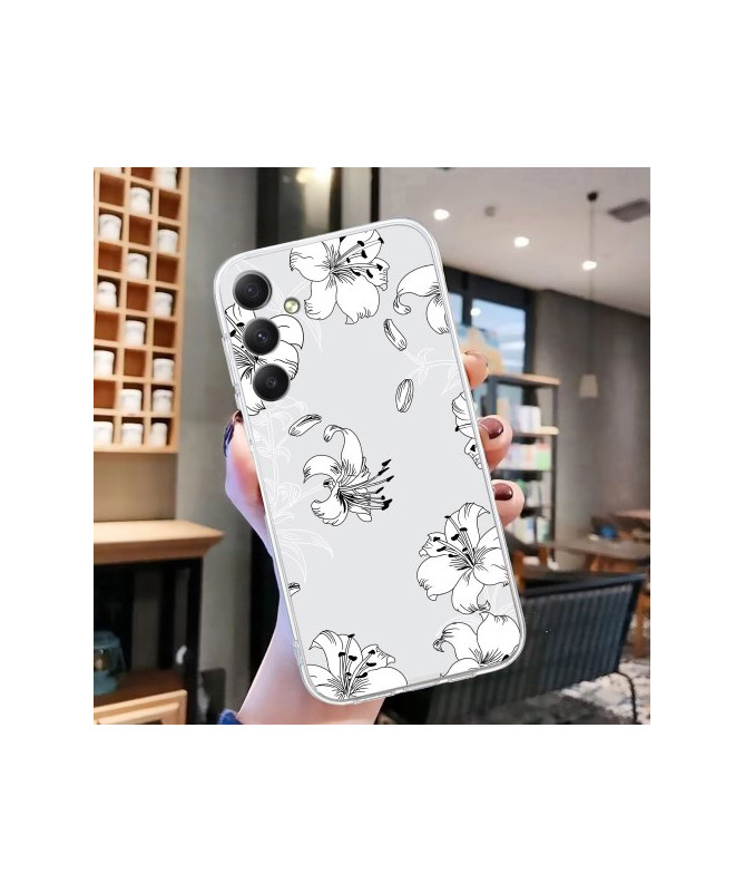 Coque Samsung Galaxy A05s Florale en Noir et Blanc