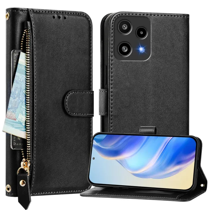 Housse Nothing Phone (3a) Lite Portefeuille Multi-rangements avec Poche Zip