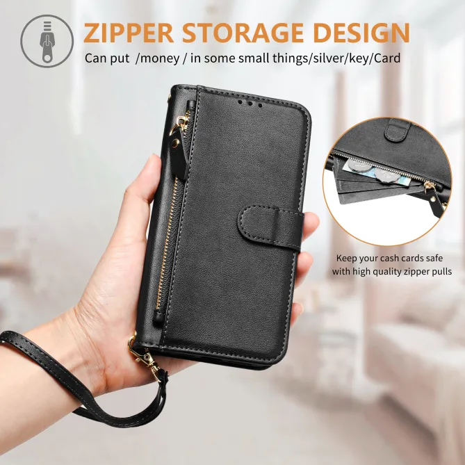 Housse Nothing Phone (3a) Lite Portefeuille Multi-rangements avec Poche Zip