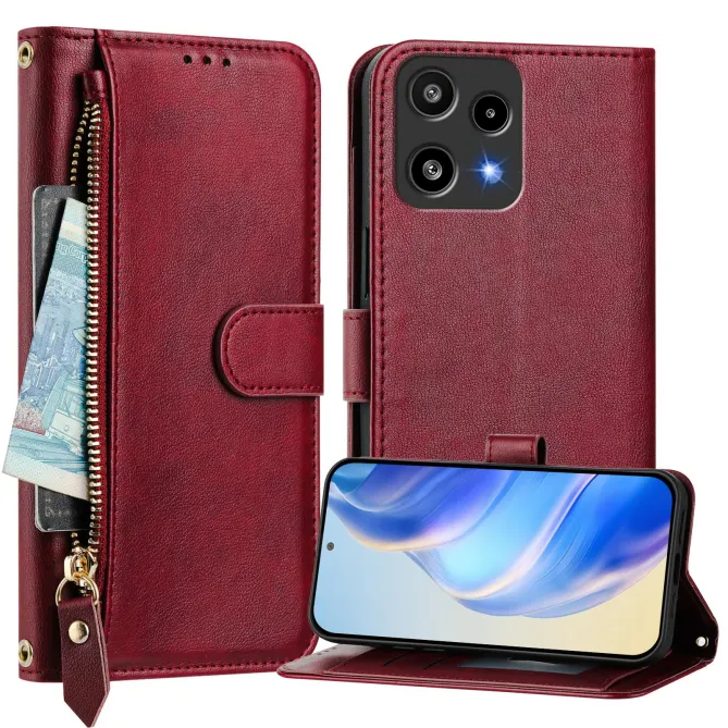 Housse Nothing Phone (3a) Lite Portefeuille Multi-rangements avec Poche Zip