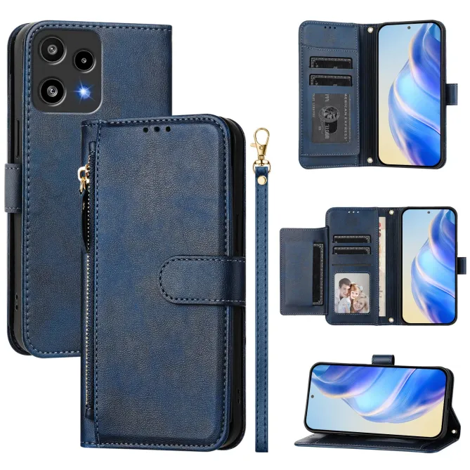 Housse Nothing Phone (3a) Lite Portefeuille Multi-rangements avec Poche Zip