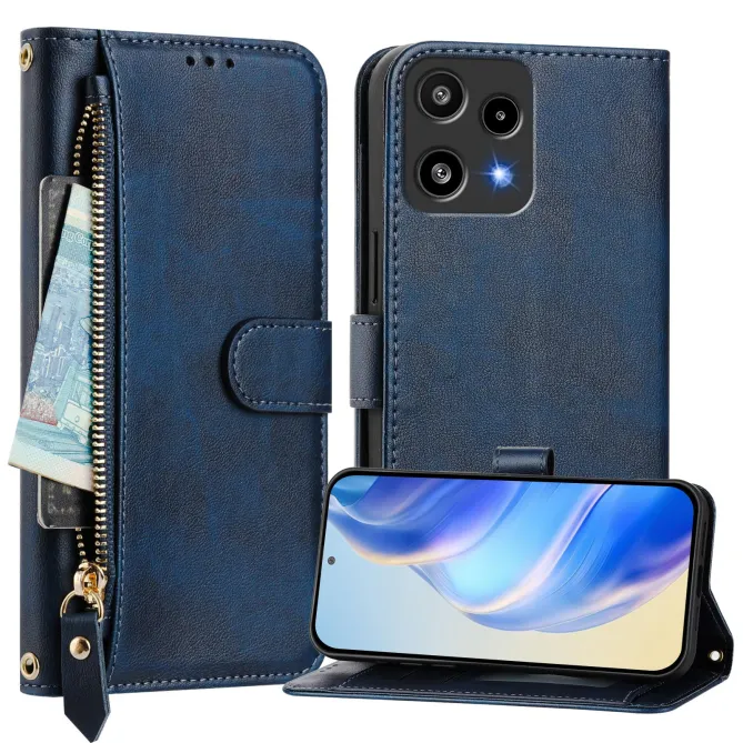 Housse Nothing Phone (3a) Lite Portefeuille Multi-rangements avec Poche Zip