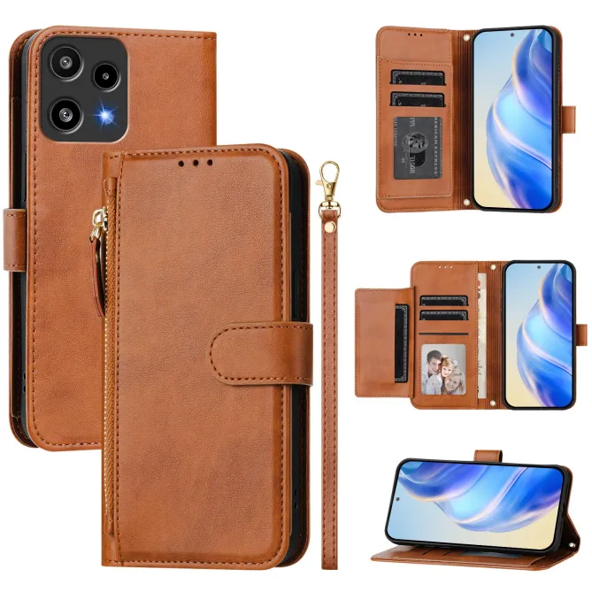 Housse Nothing Phone (3a) Lite Portefeuille Multi-rangements avec Poche Zip
