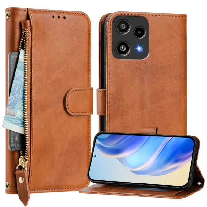 Housse Nothing Phone (3a) Lite Portefeuille Multi-rangements avec Poche Zip