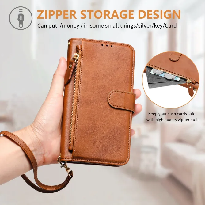 Housse Nothing Phone (3a) Lite Portefeuille Multi-rangements avec Poche Zip