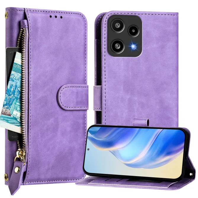 Housse Nothing Phone (3a) Lite Portefeuille Multi-rangements avec Poche Zip