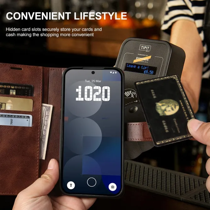 Housse Nothing Phone (3a) Lite Style Cuir Nappa avec Porte-Cartes et Support