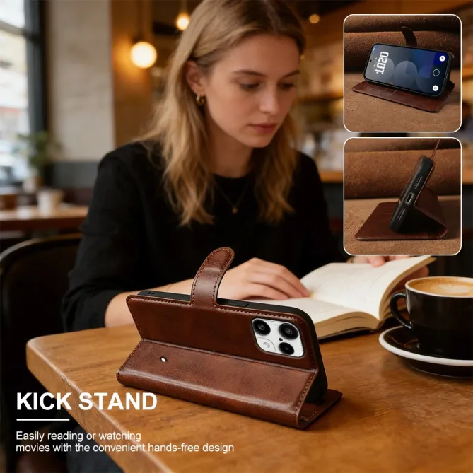 Housse Nothing Phone (3a) Lite Style Cuir Nappa avec Porte-Cartes et Support