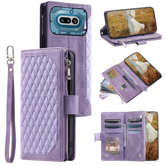 Housse Nothing Phone (4a) Matelassée Losanges Portefeuille Zippée