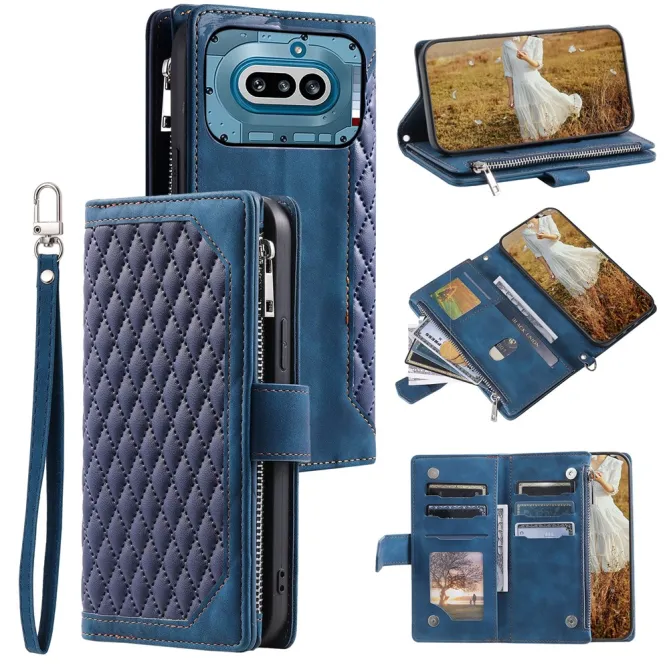 Housse Nothing Phone (4a) Matelassée Losanges Portefeuille Zippée