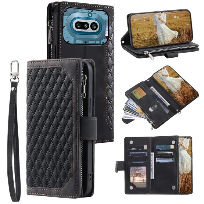 Housse Nothing Phone (4a) Matelassée Losanges Portefeuille Zippée