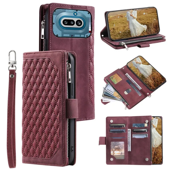 Housse Nothing Phone (4a) Matelassée Losanges Portefeuille Zippée