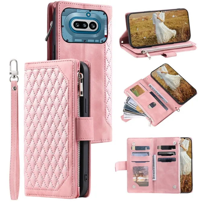 Housse Nothing Phone (4a) Matelassée Losanges Portefeuille Zippée