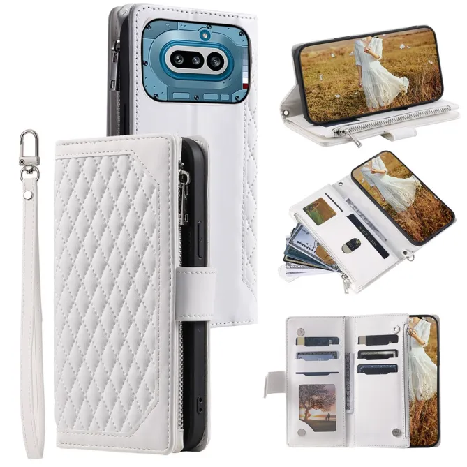 Housse Nothing Phone (4a) Matelassée Losanges Portefeuille Zippée