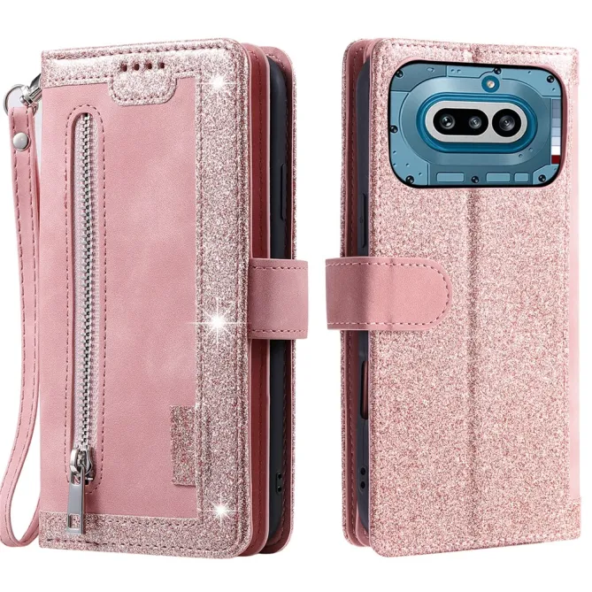 Housse Nothing Phone (4a) Portefeuille 9 Cartes Zippée avec Lanière