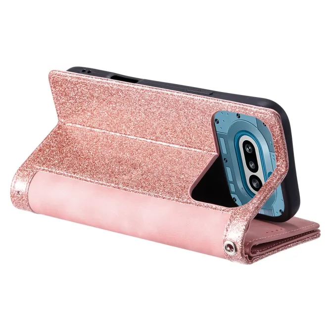 Housse Nothing Phone (4a) Portefeuille 9 Cartes Zippée avec Lanière