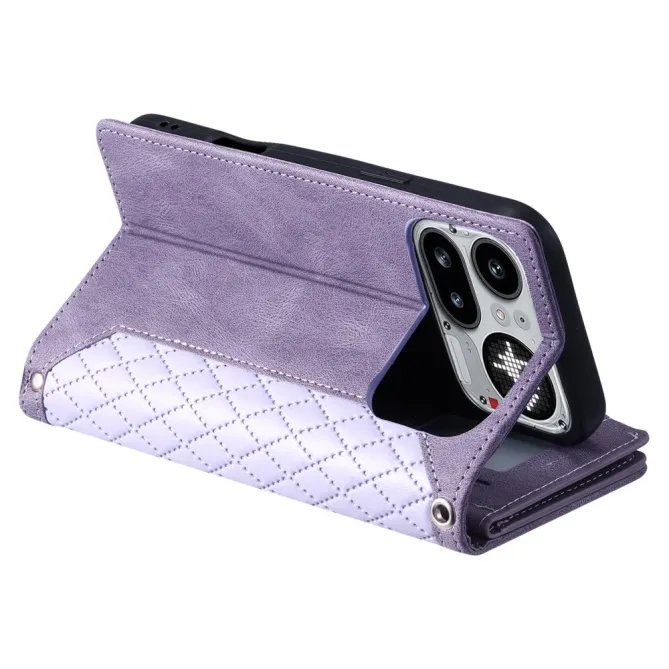 Housse Nothing Phone (4a) Pro Matelassée Losanges Portefeuille Zippée