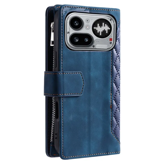 Housse Nothing Phone (4a) Pro Matelassée Losanges Portefeuille Zippée