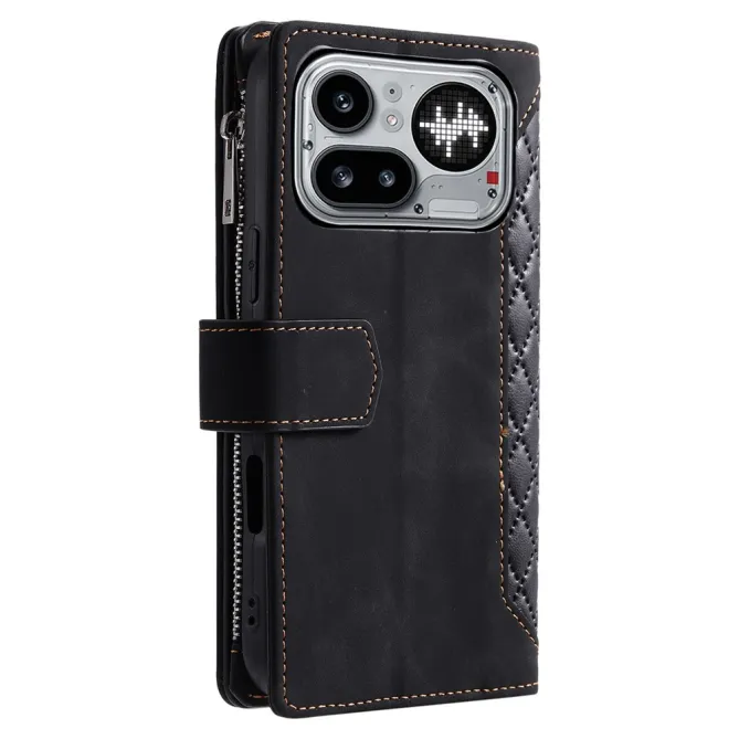 Housse Nothing Phone (4a) Pro Matelassée Losanges Portefeuille Zippée