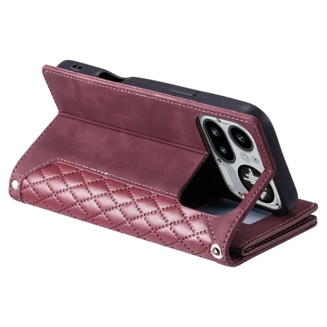 Housse Nothing Phone (4a) Pro Matelassée Losanges Portefeuille Zippée